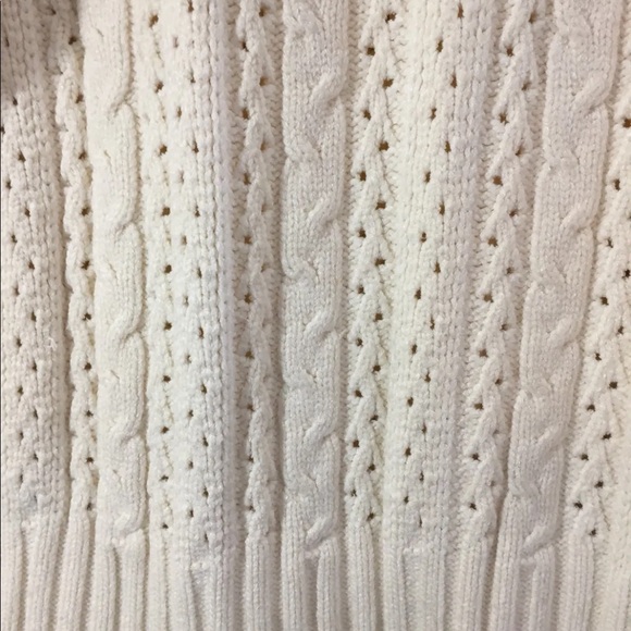 Anne Klein Women Cable Knit Sweater Small Off White 3/4 Length Sleeve - Picture 6 of 9